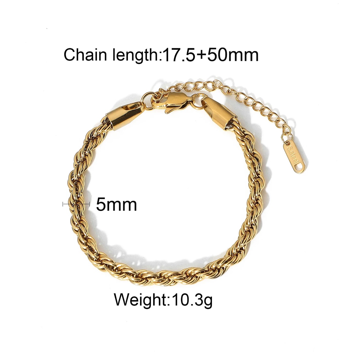 "Univelle Elegant Link Chain Stainless Steel Bangle – Timeless Golden Jewelry for Women & Girls