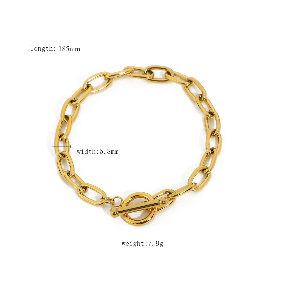 "Univelle Elegant Link Chain Stainless Steel Bangle – Timeless Golden Jewelry for Women & Girls