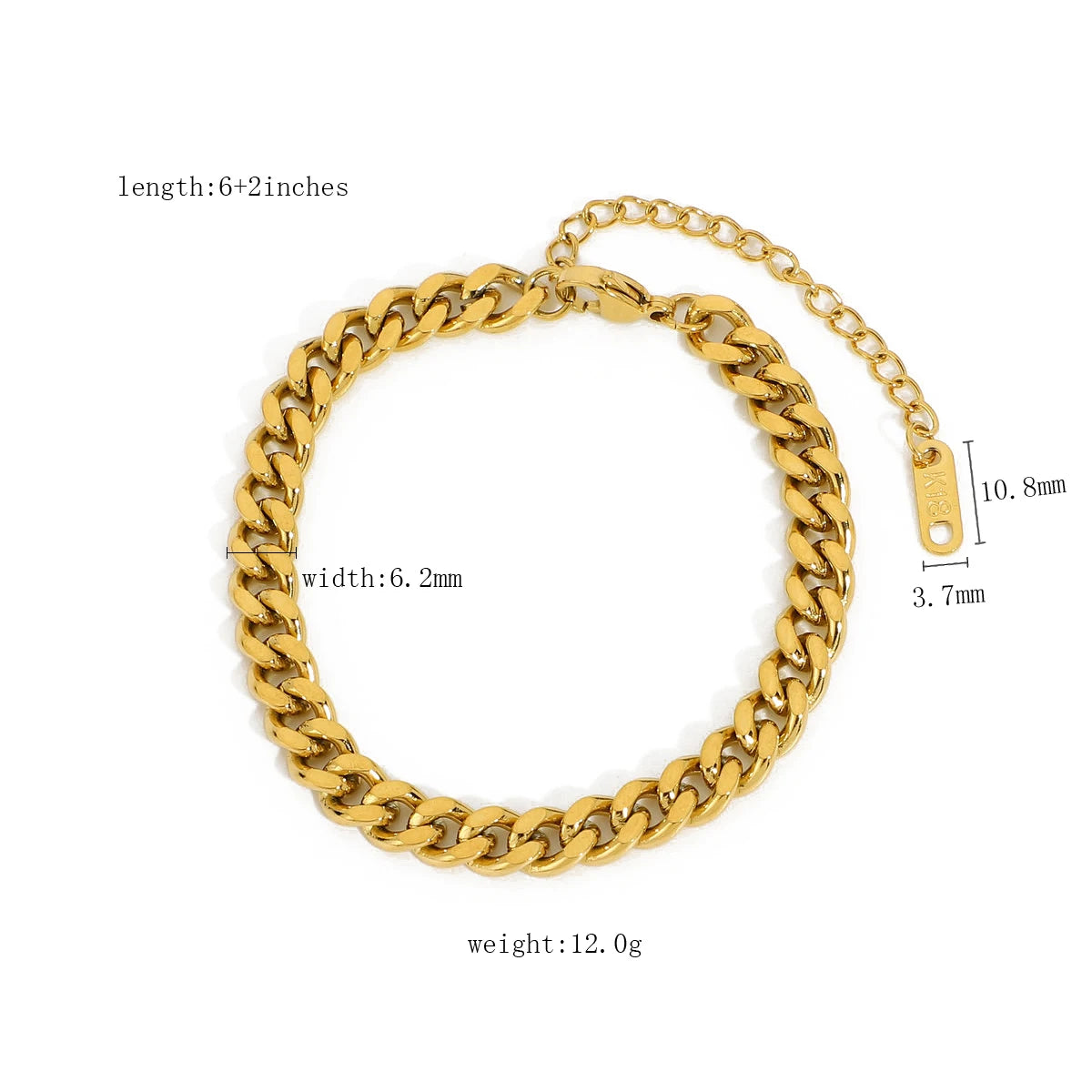 "Univelle Elegant Link Chain Stainless Steel Bangle – Timeless Golden Jewelry for Women & Girls